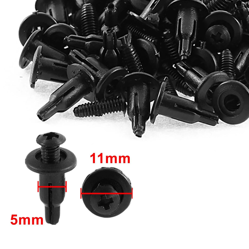50 Pcs 11mm x 5mm Black Plastic Rivet Clips for Bumper Trim Panel