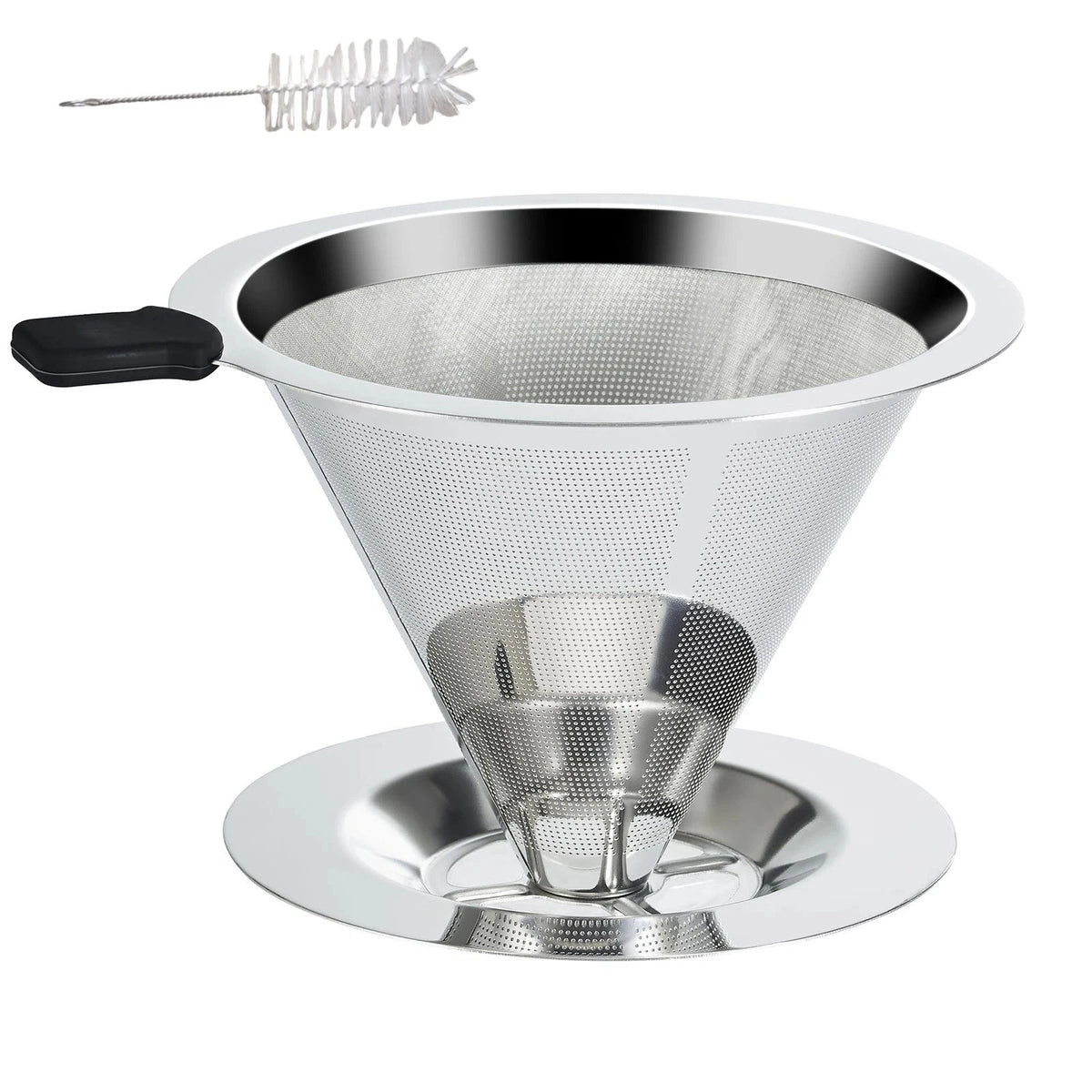 Double Mesh Stainless Steel Pour Over Coffee Dripper - Easy Clean