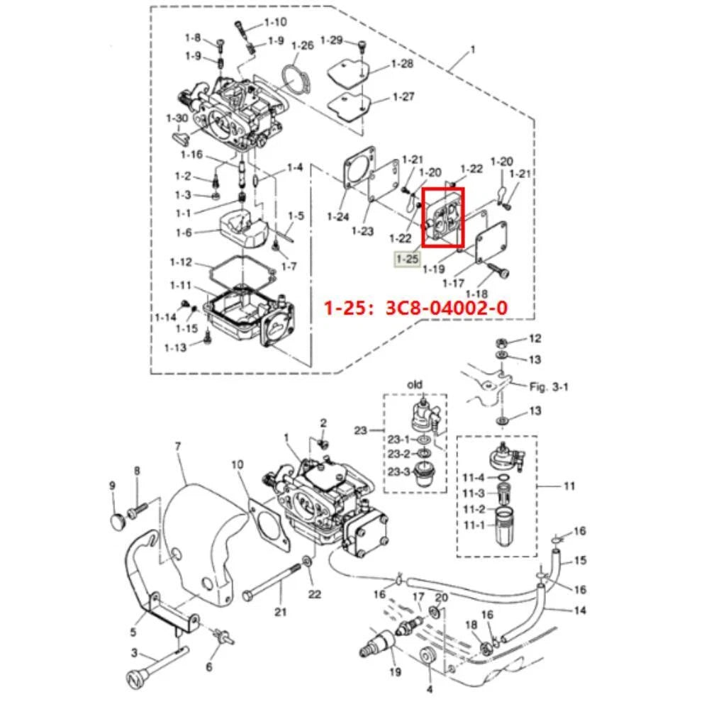 Fuel Pump Body 3C8-04002 3G2-04002 for Tohatsu Nissan Outboard (9.9-18 HP)