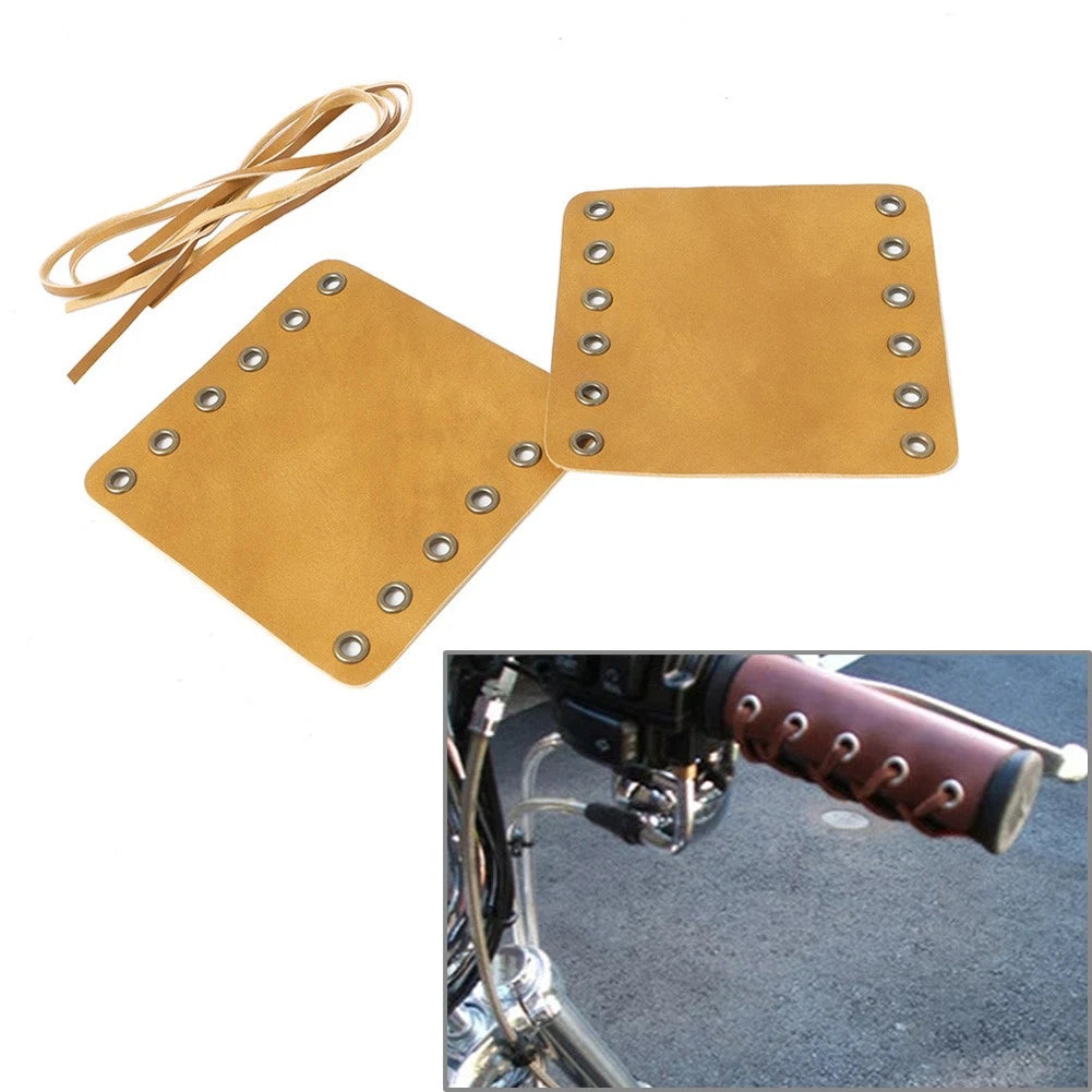 Motorcycle Leather Hand Grips Covers Retro Wraps Protector For Harley Cafe Racer