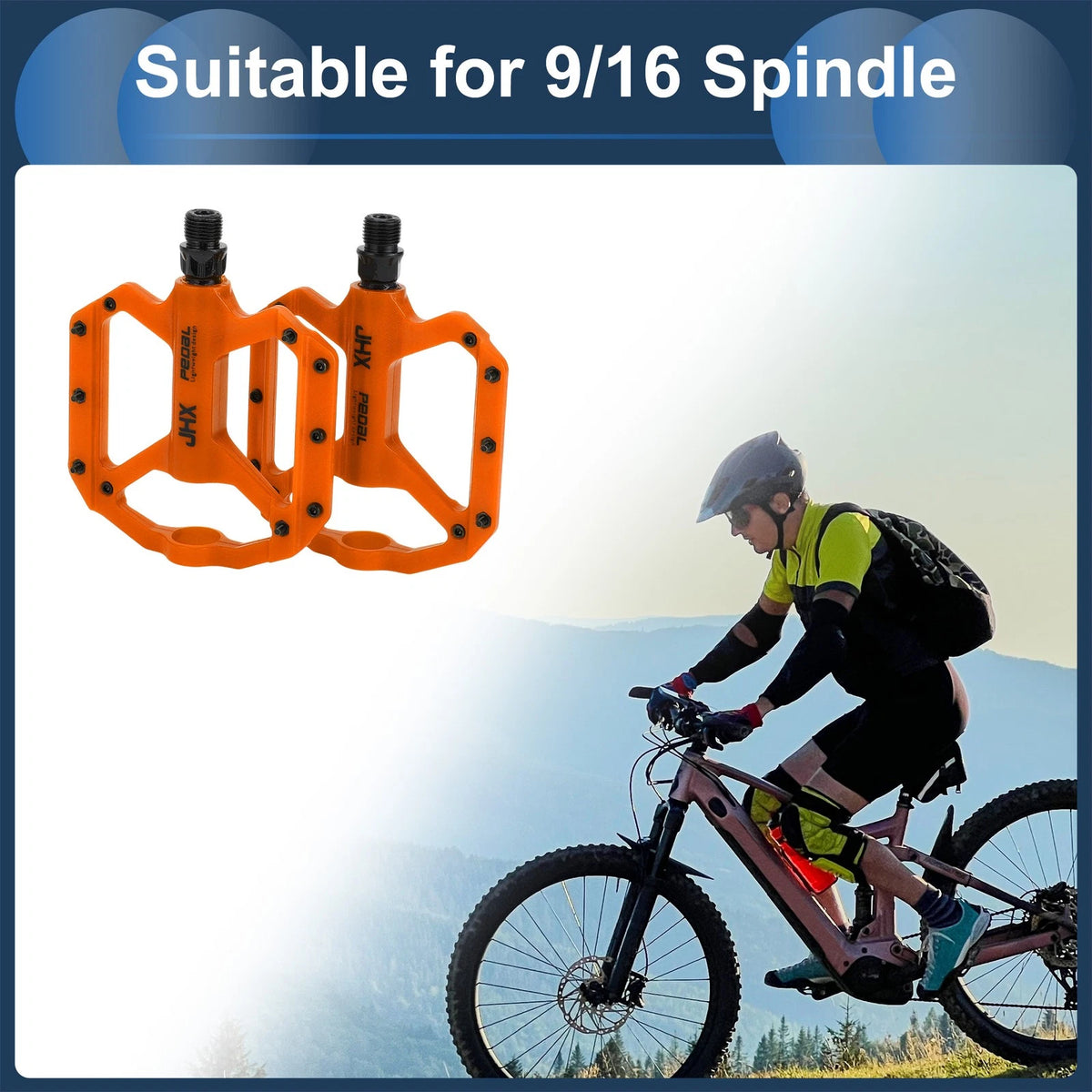 Cycling Bike Pedals 9/16 Nylon Replacement for Road Mountain BMX MTB (Orange)