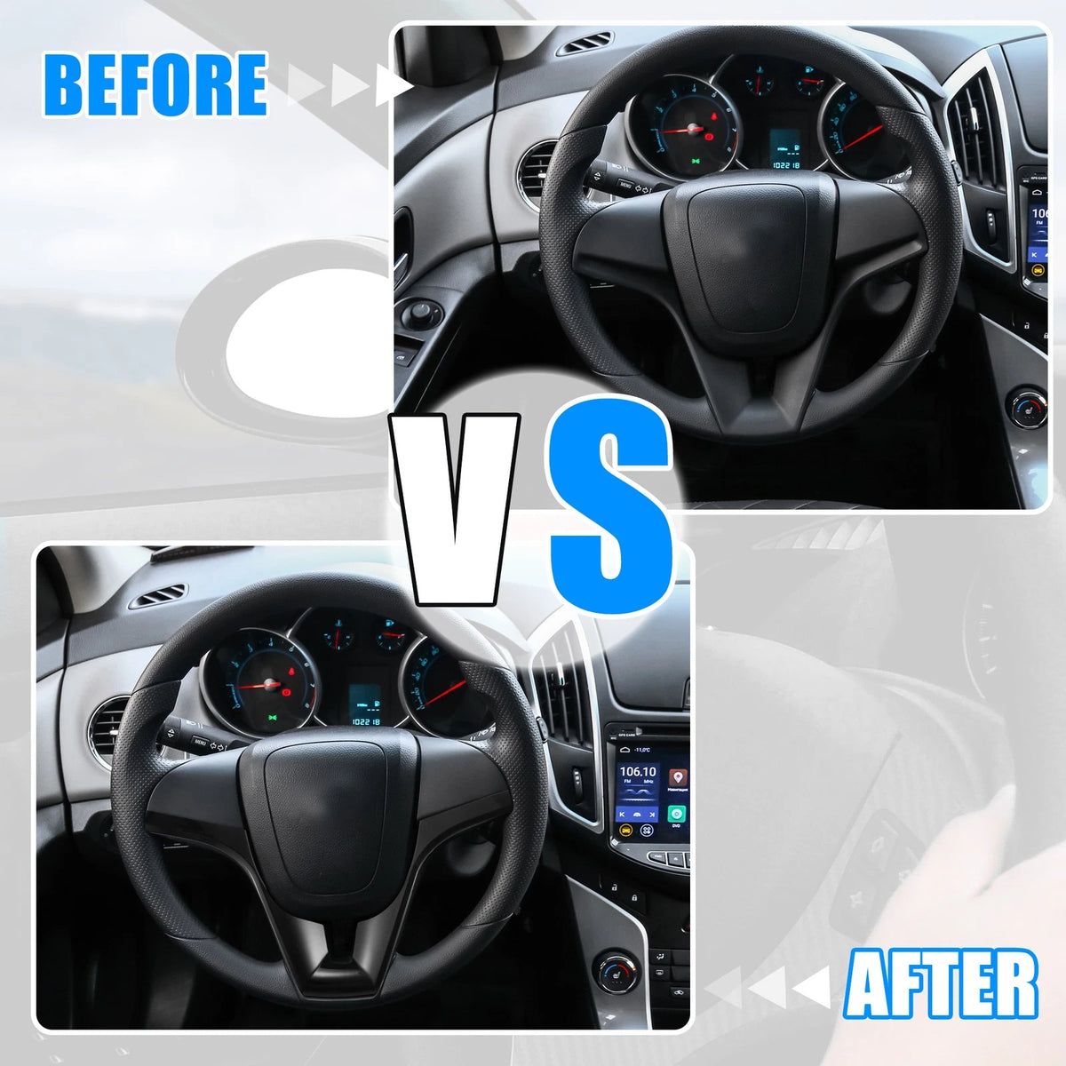 Steering Wheel Cover Trim ABS Plastic Black for Chevrolet Cruze (2010–2015)