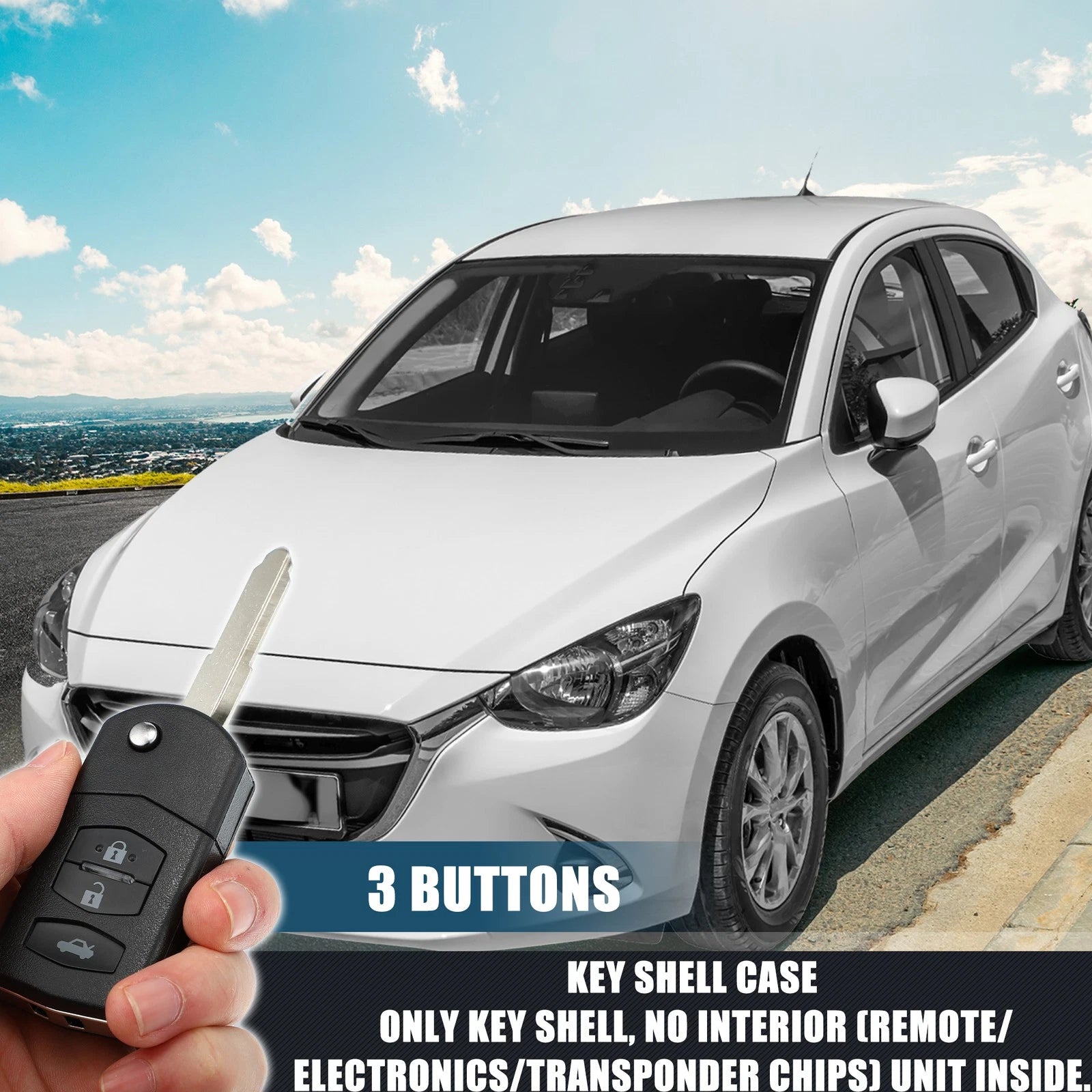 3 Button Key Fob Case Keyless Remote Shell Cover for Mazda (No Chip) (2000–2010)