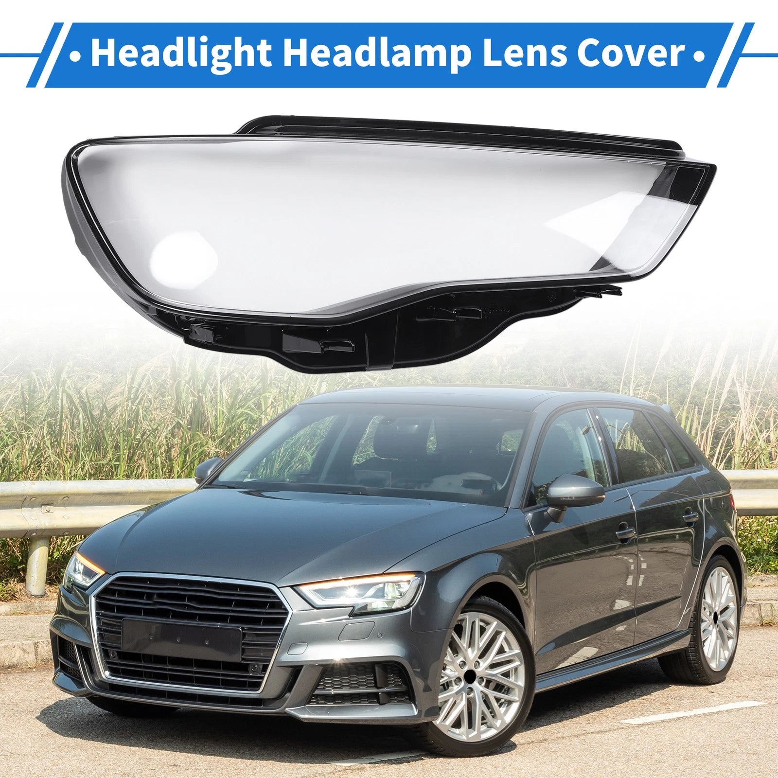 Headlight Lens Cover Front Right Replacement for Audi A3 (2013–2015)