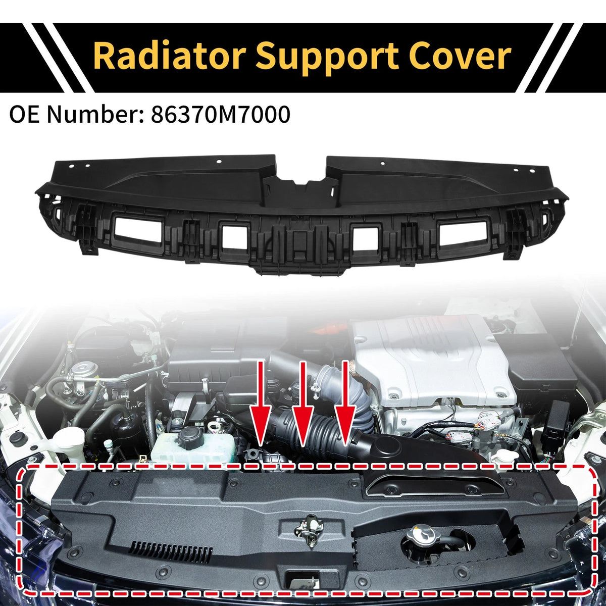 Radiator Support Cover for Kia Forte (2019–2022) No. 86370M7000 ABS Black