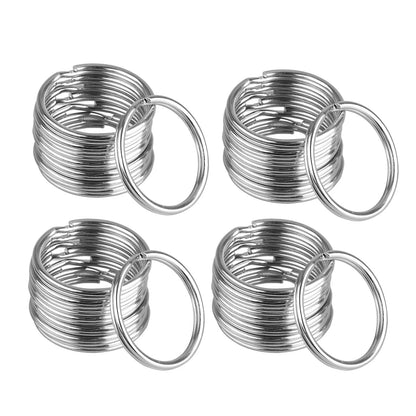 Set of 100 Silver Flat Key Rings Metal Split Ring 1" for Keys