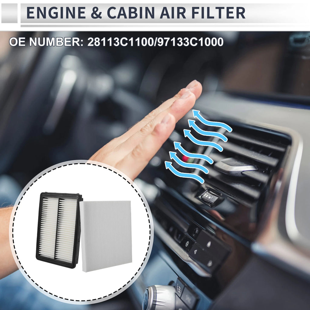 Engine Cabin Air Filter Combo Replacement for Hyundai Sonata 2.0L 2.4L (2015–2019)