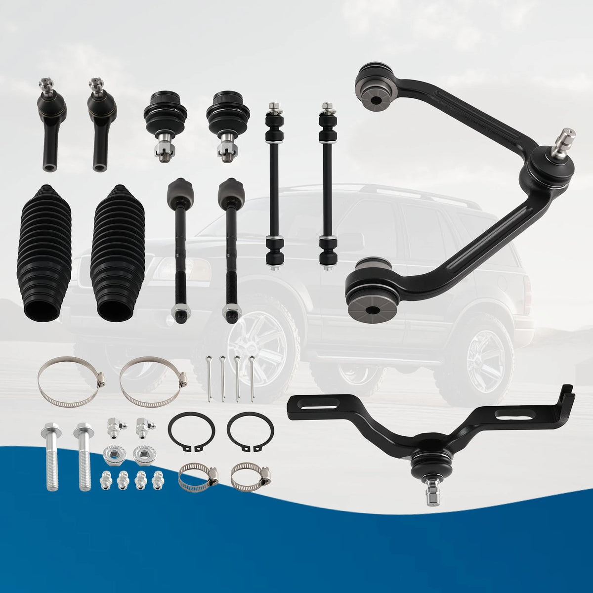 12PCS Front Upper Control Arm & Tie Rod End Kit for Ford Explorer (2001–2005) EV81003
