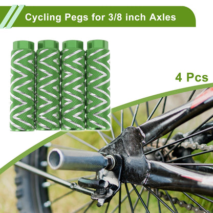 Bike Pegs 100mm Wave Texture 4 Pcs for Green Cycling Foot Pegs (Universal)