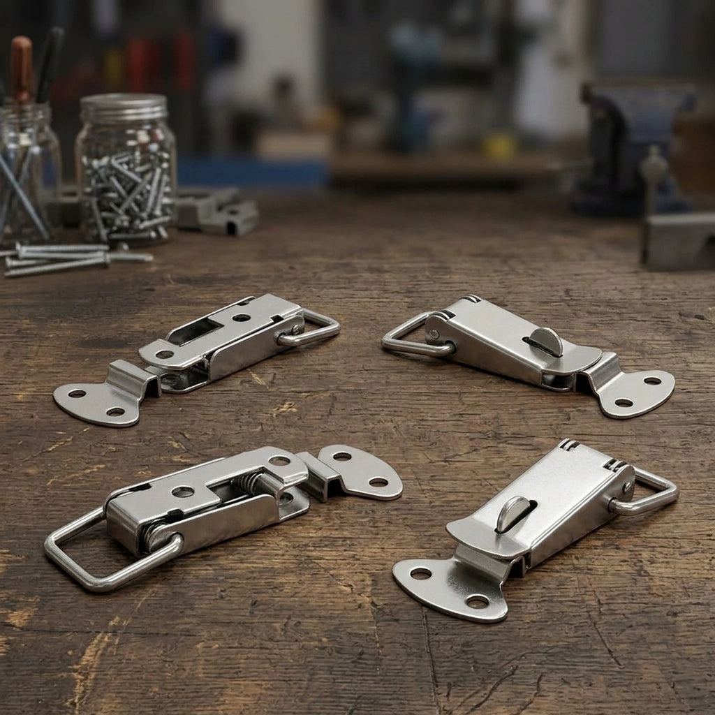 4X Stainless Steel Spring Loaded Clamps for Closet Security
