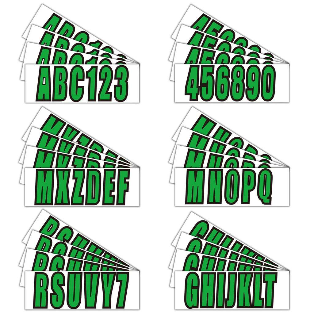 Set of 4 Custom Boat Registration Numbers Green Decal Stickers A-Z 0-9