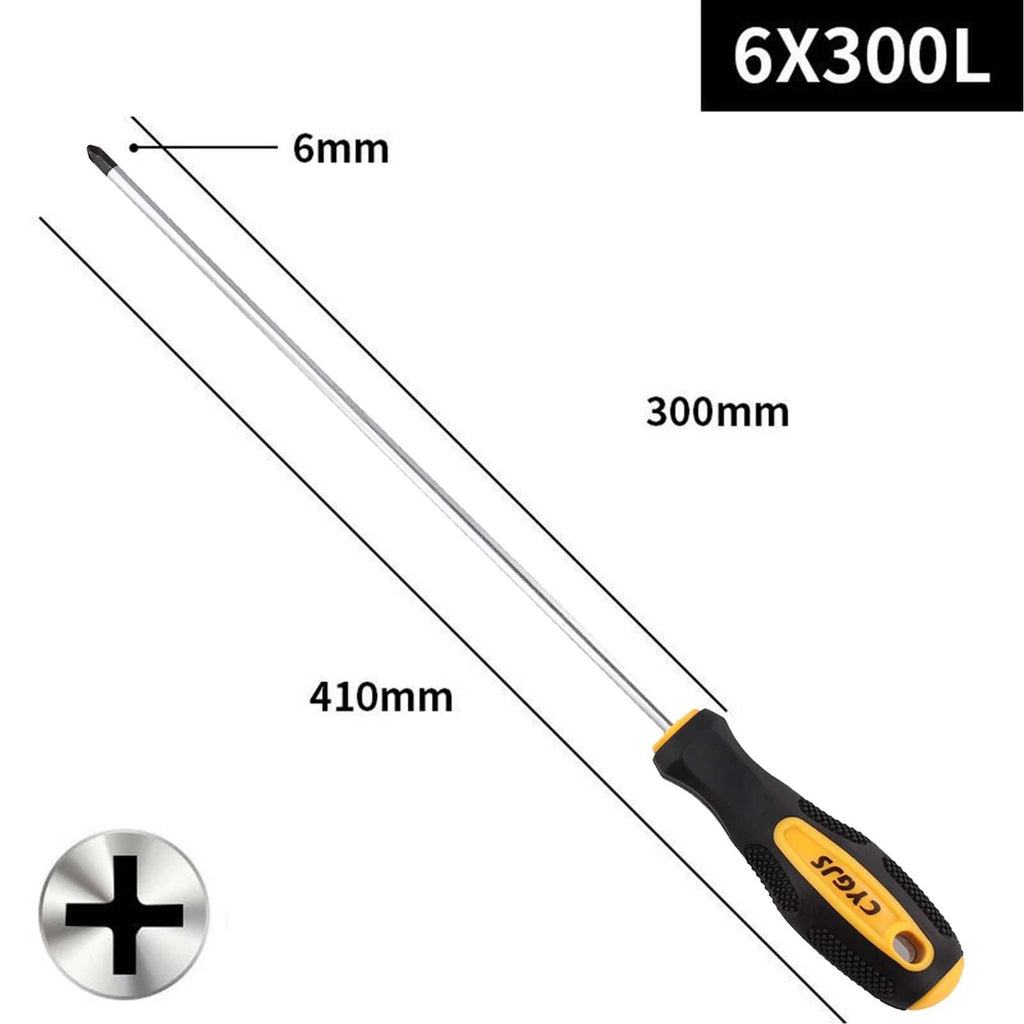 12 Inch Slotted Screwdriver with Magnetized Tip and Ergonomic Handle