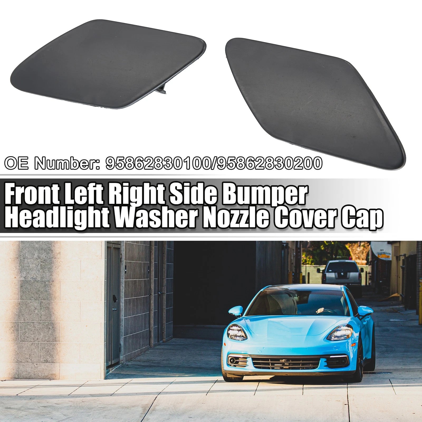 Pair Washer Nozzle Covers for Porsche Cayenne (2011–2014) Black
