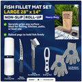 Fish Fillet Mat Kit with Knife & Gloves 28" x 14"