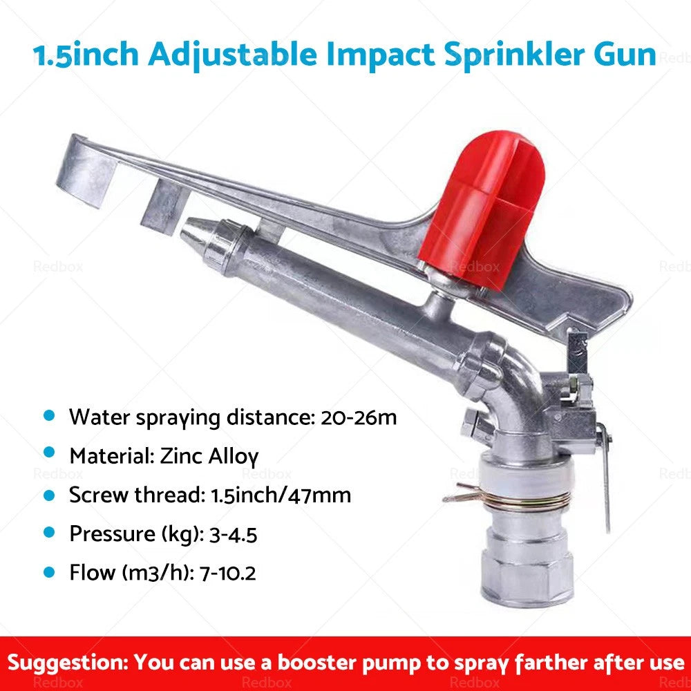 360° Rotation Water Sprinkler Impact Spray Gun for Adjustable Irrigation