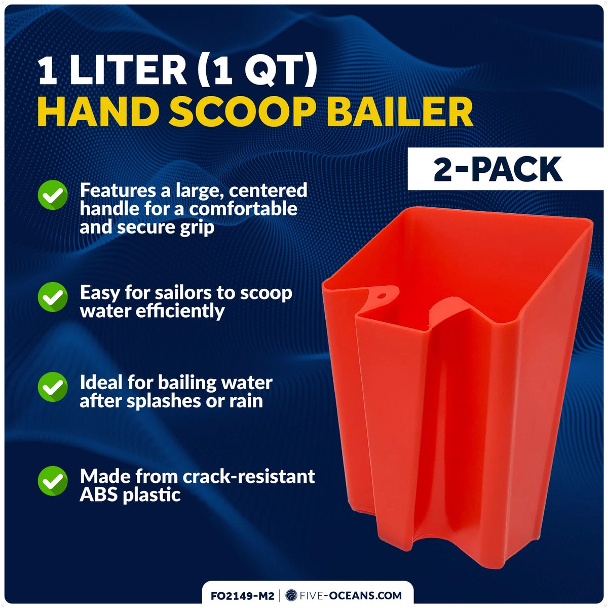Set of 2 Red Marine Scoop Bailers for Optimist Dinghies (1L)