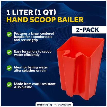 Set of 2 Red Marine Scoop Bailers for Optimist Dinghies (1L)