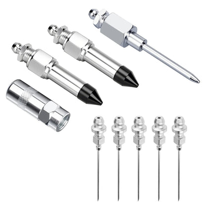 Grease Gun Injector Needle Nozzle Kit with Rubber Adapter (9 Pcs)
