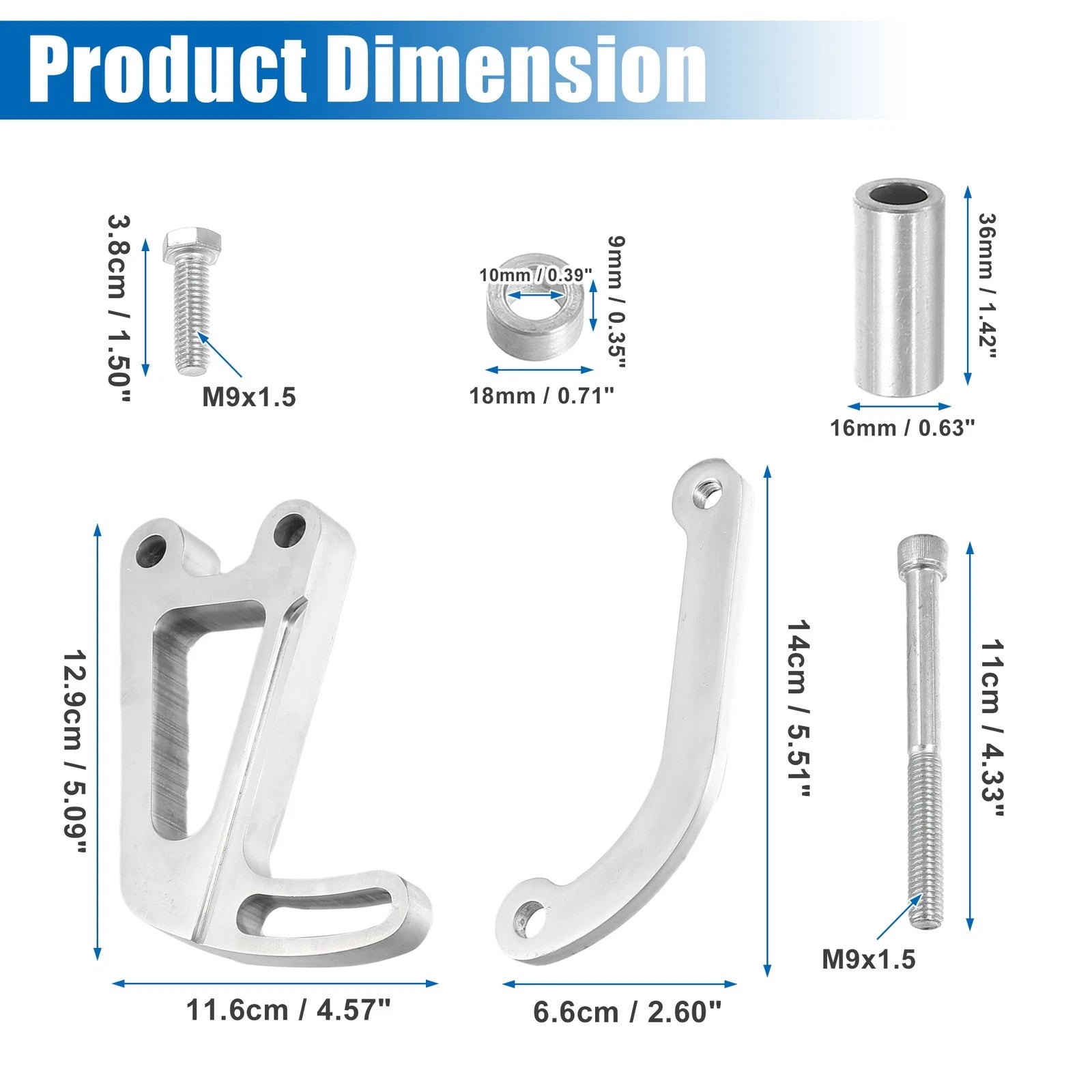 Power Steering Pump Bracket Adjustable Kit for Chevy 265 283 305 (Silver)