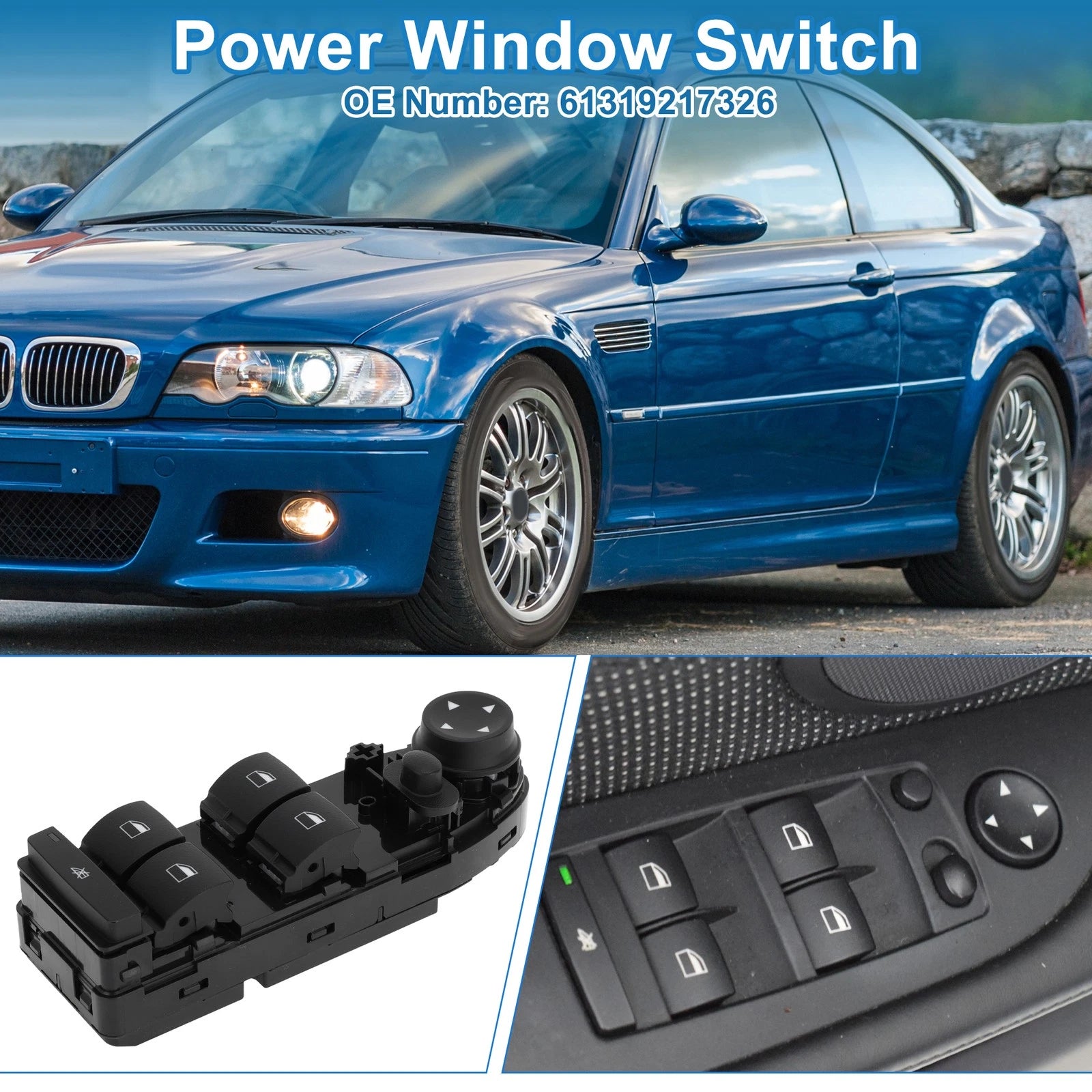 Power Window Switch Front for BMW 325i 2006 Base 3.0L L6 Gas (2006–2006)