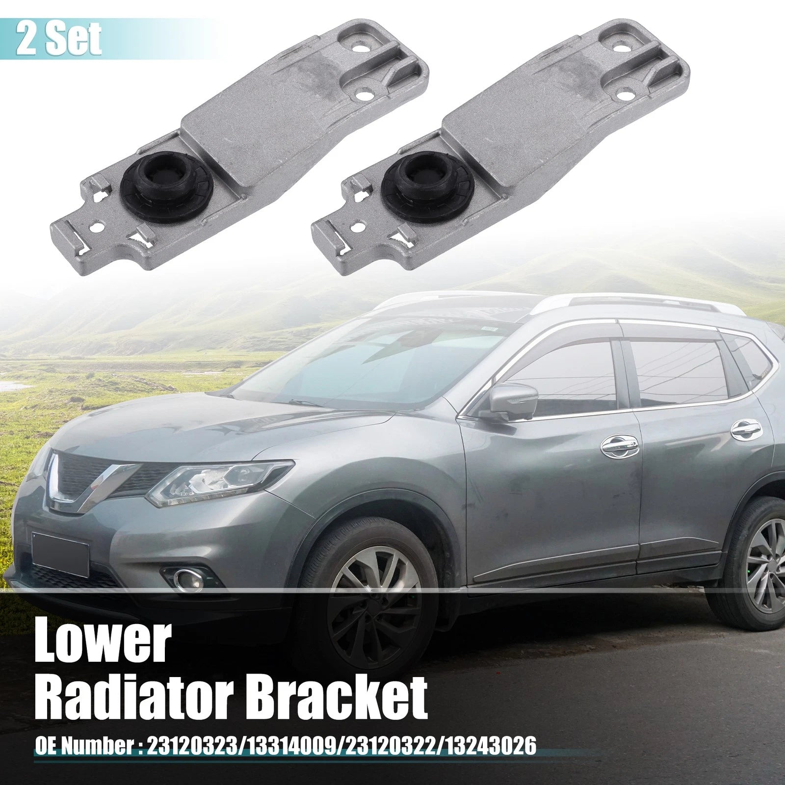 Lower Radiator Bracket with Rubber Cushion Bushing Set for Buick (2pcs) (2005–2015)
