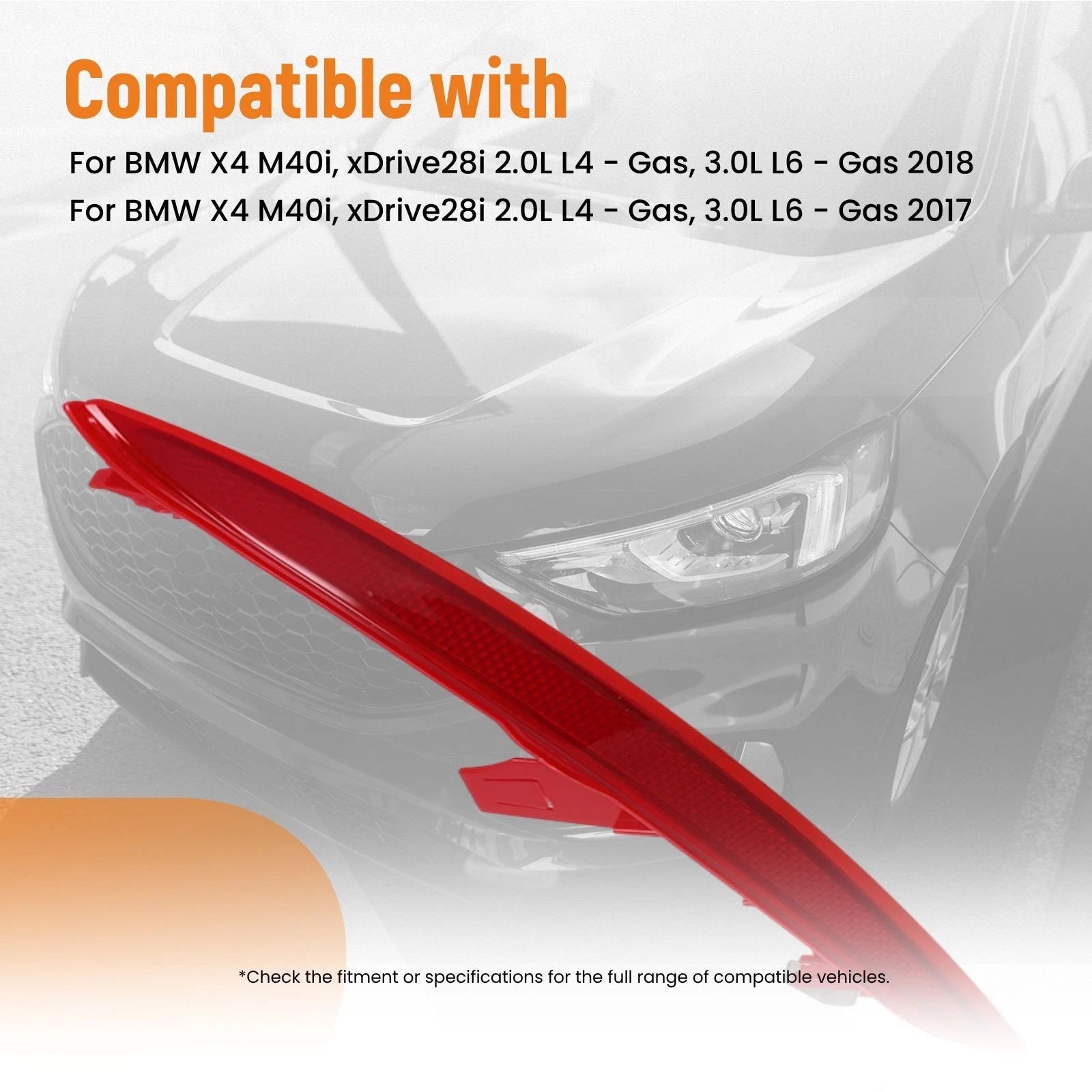 Bumper Reflector Right for BMW X4 (2015–2018) Red