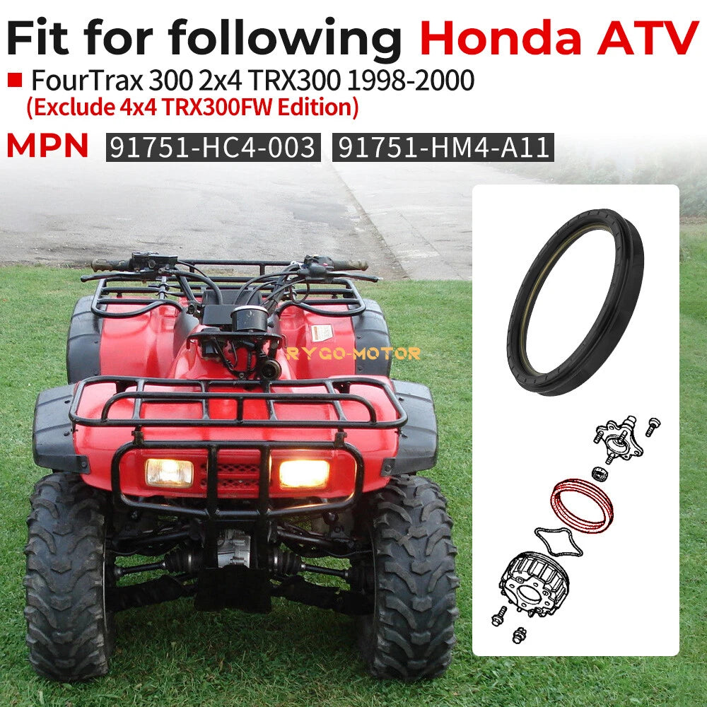 2X Front Brake Drum Seal Combo Kit for Honda TRX300 Fourtrax 1998–2000