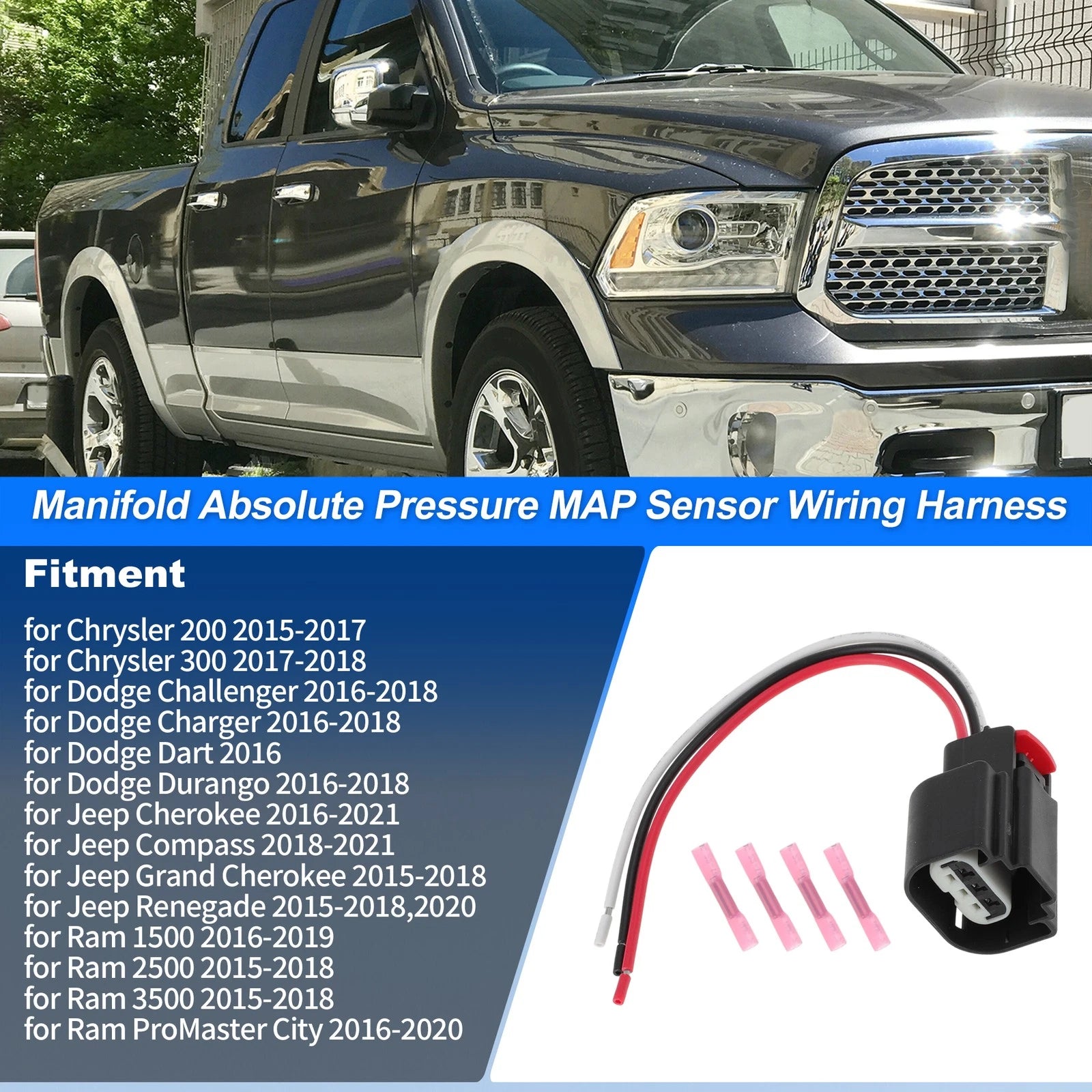 Manifold Pressure Sensor with Connector for Chrysler Dodge (2014–2018)