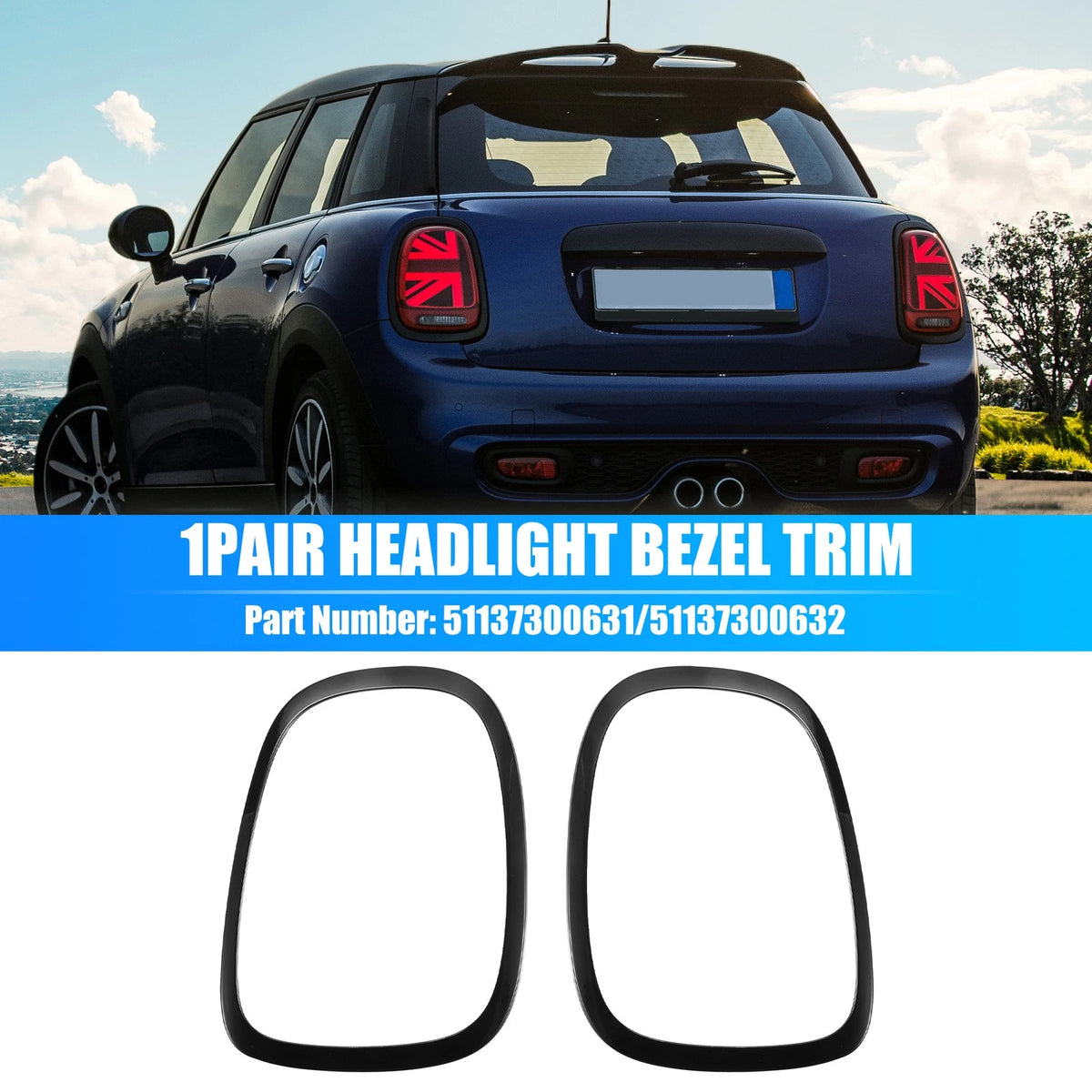Set of 2 Headlight Ring Tail Light Surround Trim for MINI Cooper F55 (2014–2019)