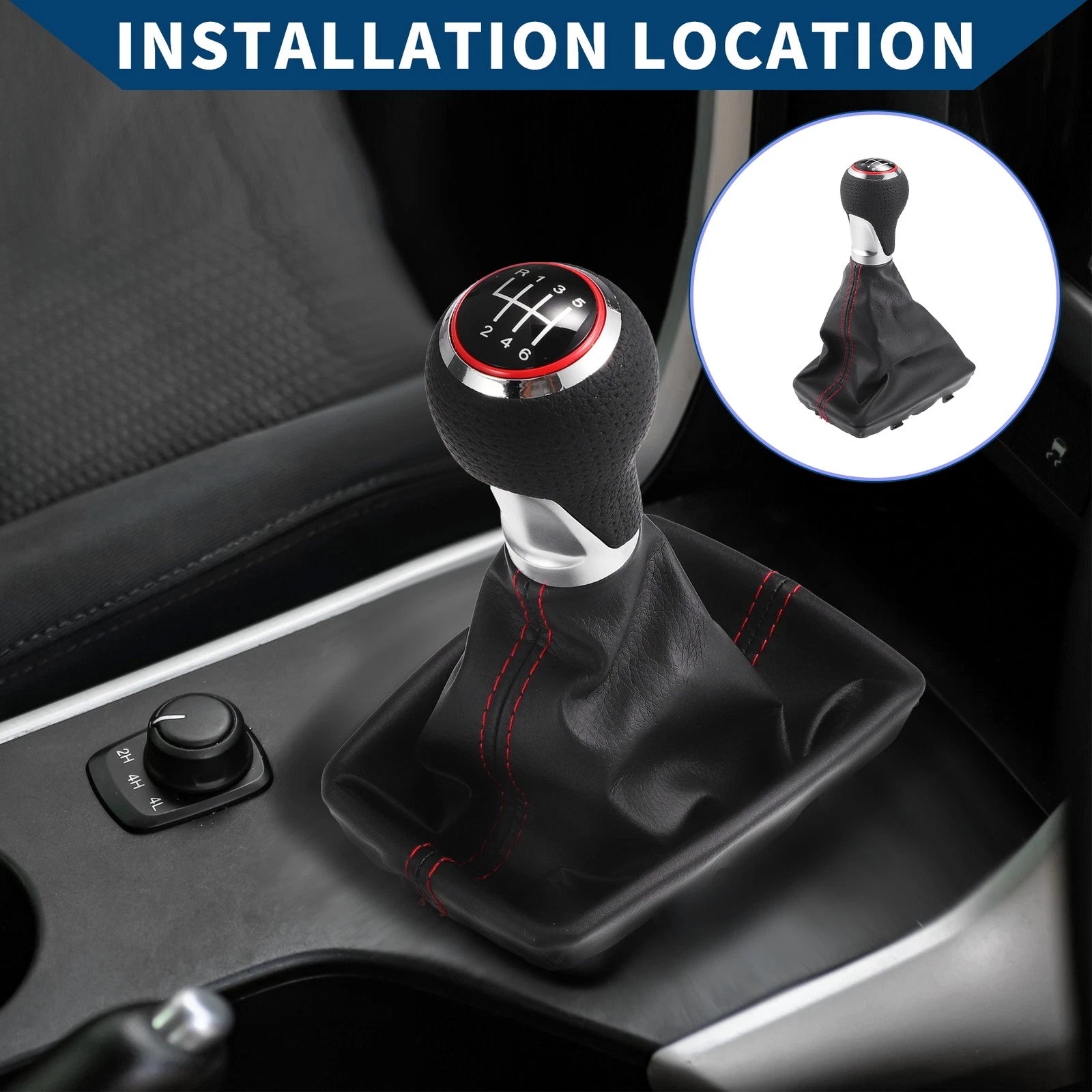6 Speed Gear Shift Knob with Dust Cover for Audi A4 (2007–2015)