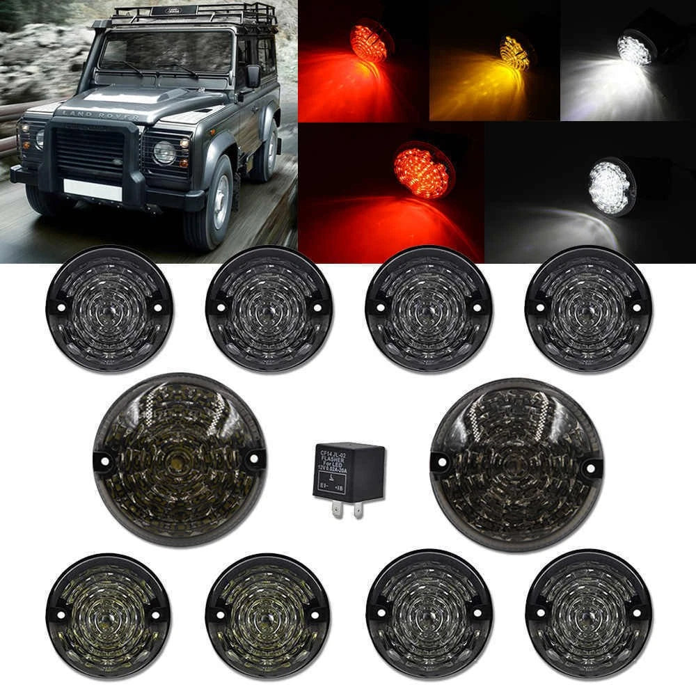 10X Smoke LED Light Lamp Upgrade Kit for Land Rover Defender 90 110 130 (1990–2023)