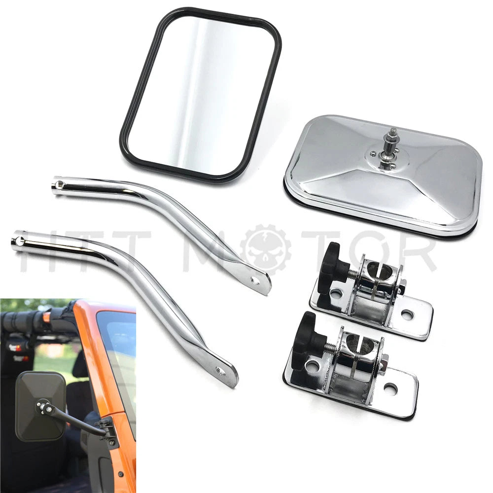 2X Side View Mirror for Jeep Wrangler JK TJ (1996–2017) Rectangular Hinge
