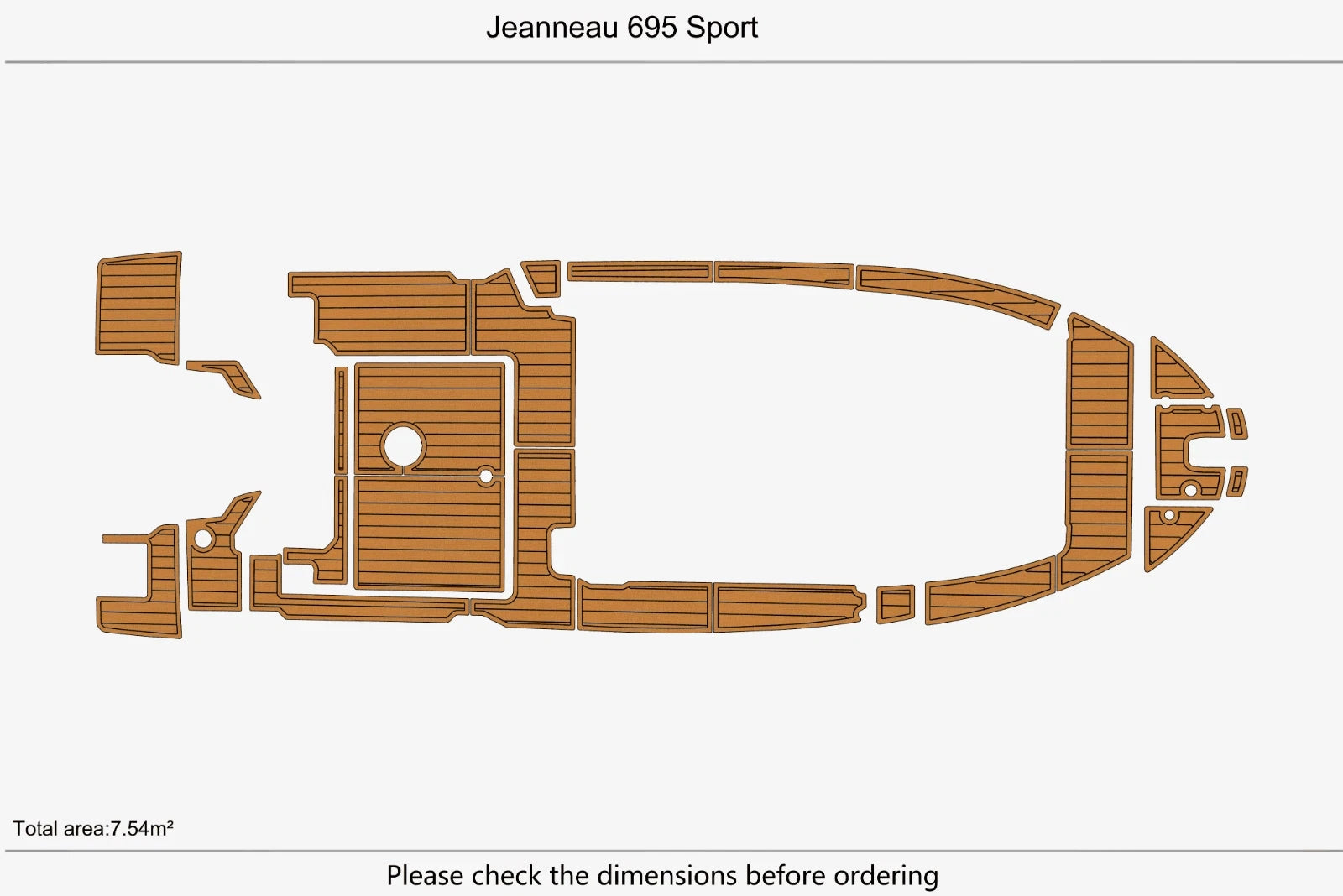 EVA Foam Teak Faux Deck Floor Pad for Jeanneau 695 Sport