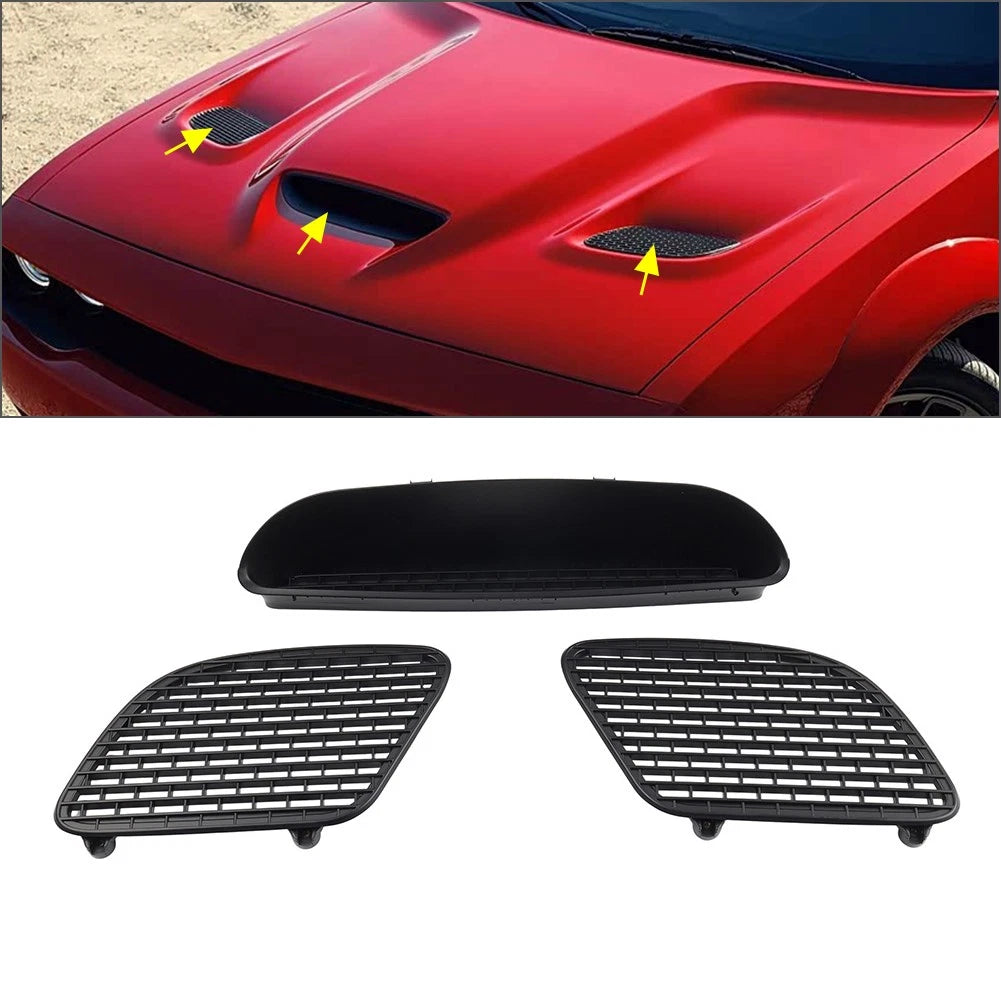 3X Front Upper Hood Bezel Scoop Grille for Dodge Challenger (2015–2021)
