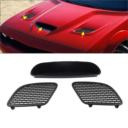 3X Front Upper Hood Bezel Scoop Grille for Dodge Challenger (2015–2021)