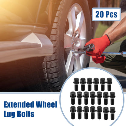Extended Wheel Lug Bolts Ball Seat 28mm Shank for VW Audi (20pcs) (M14x1.5)