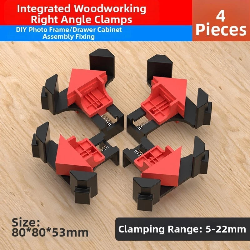 4 Piece Adjustable Right Angle Clamp Set 5-22mm for Wood Frame Projects