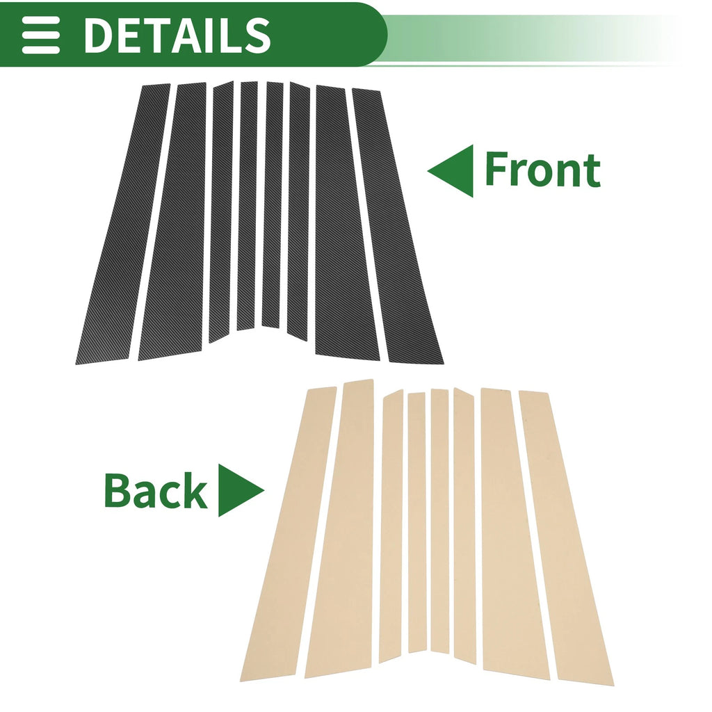 Door Pillar Window Trim Kit for BMW X5 (2014–2018) Carbon Fiber Pattern 8Pcs