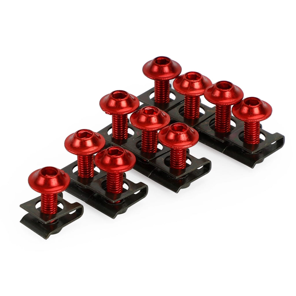 10X Aluminum Fairing Screen M6x20mm Screw Bolts Clips for Motorcycle