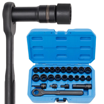 Socket Wrench Set for Compact Carrying Case (Hex & 12-Point Drive)