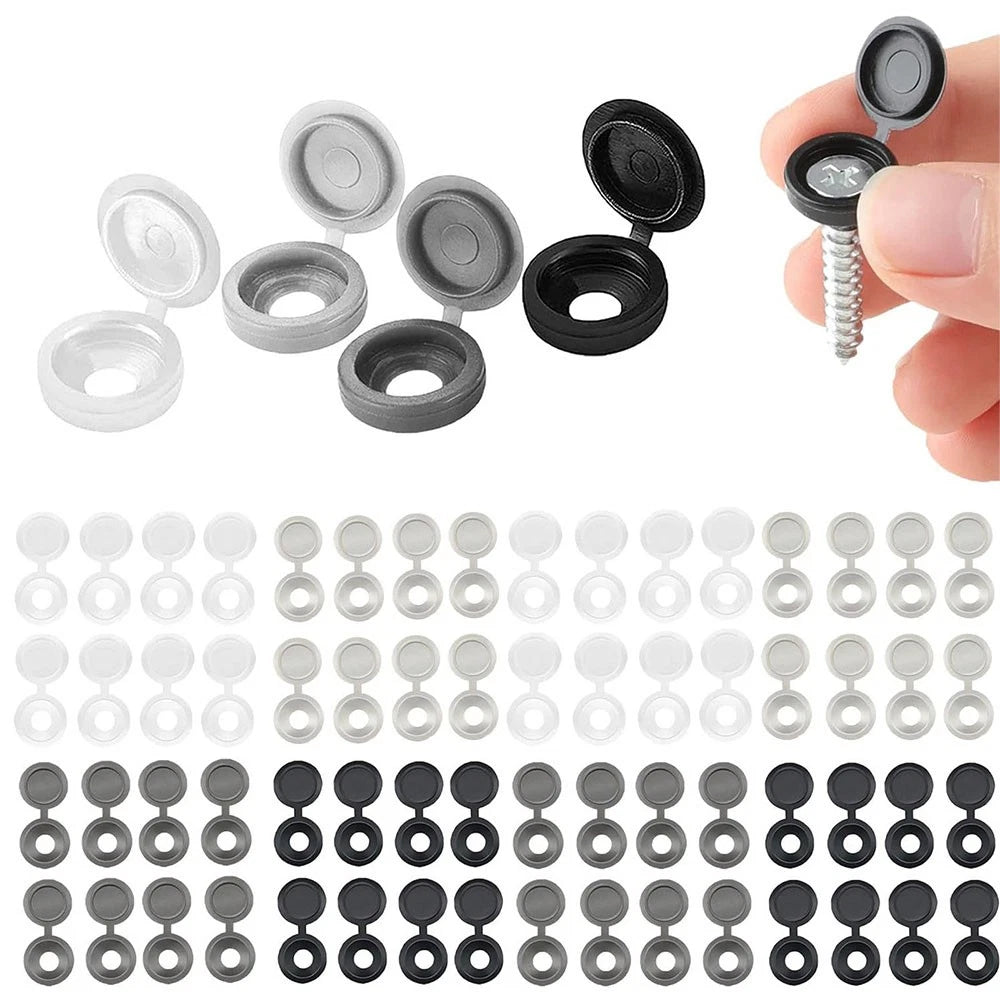 100pcs Hinged Screw Cover Caps for Screw Protection (4 Colors)
