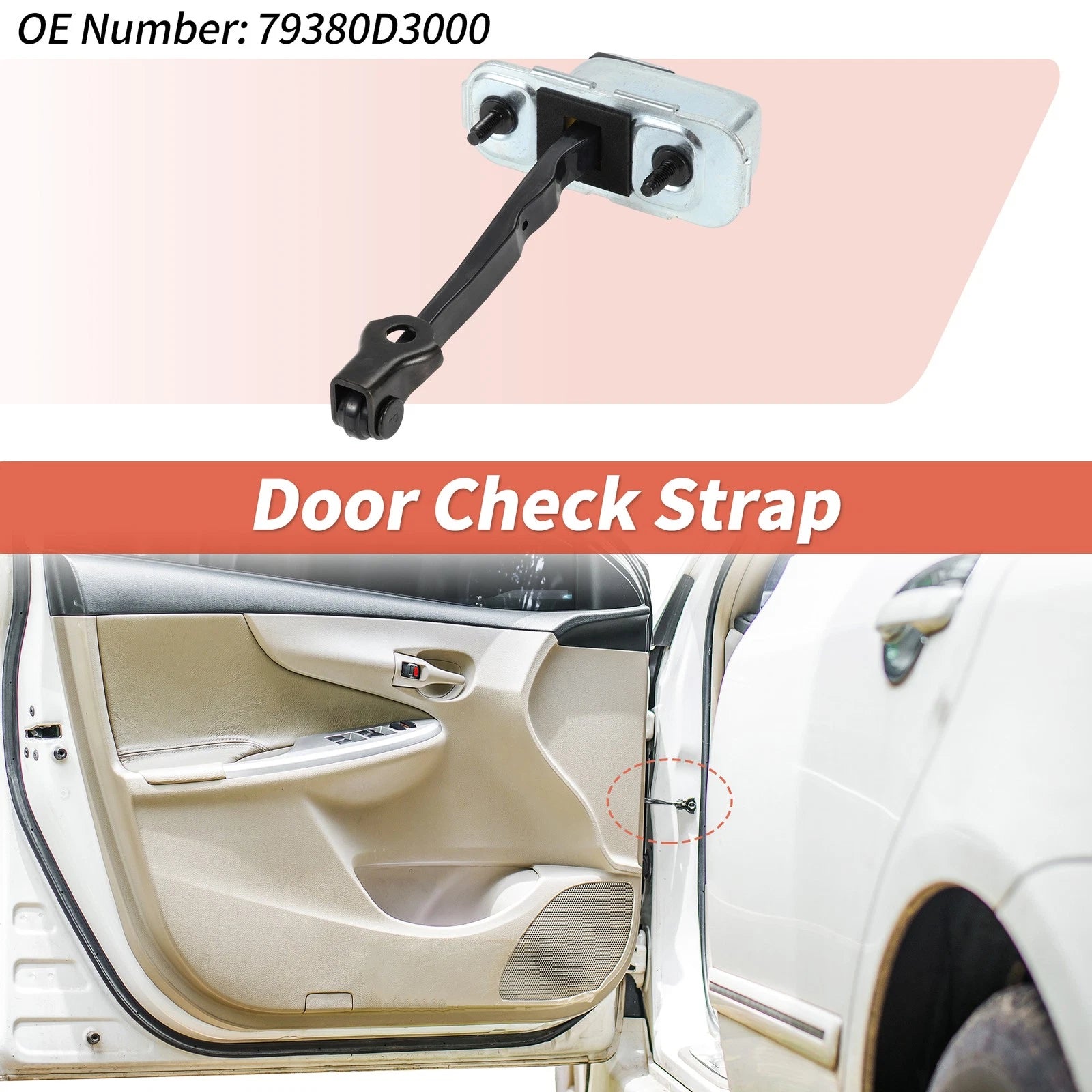 Door Check Strap Front Left Replacement for Hyundai Tucson (2016–2021) 1pc