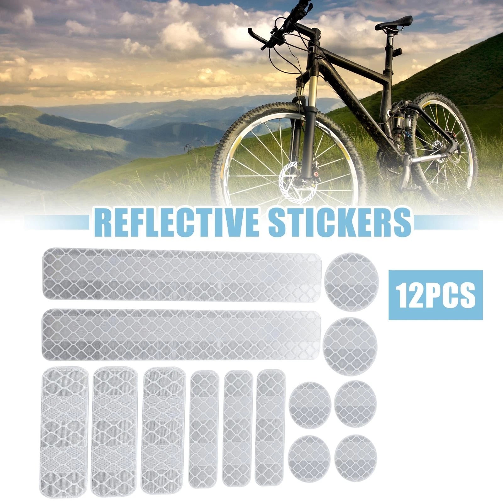 Reflective Helmet Stickers Set for Bicycle Motorcycle Car PET Silver Tone (14PCS)
