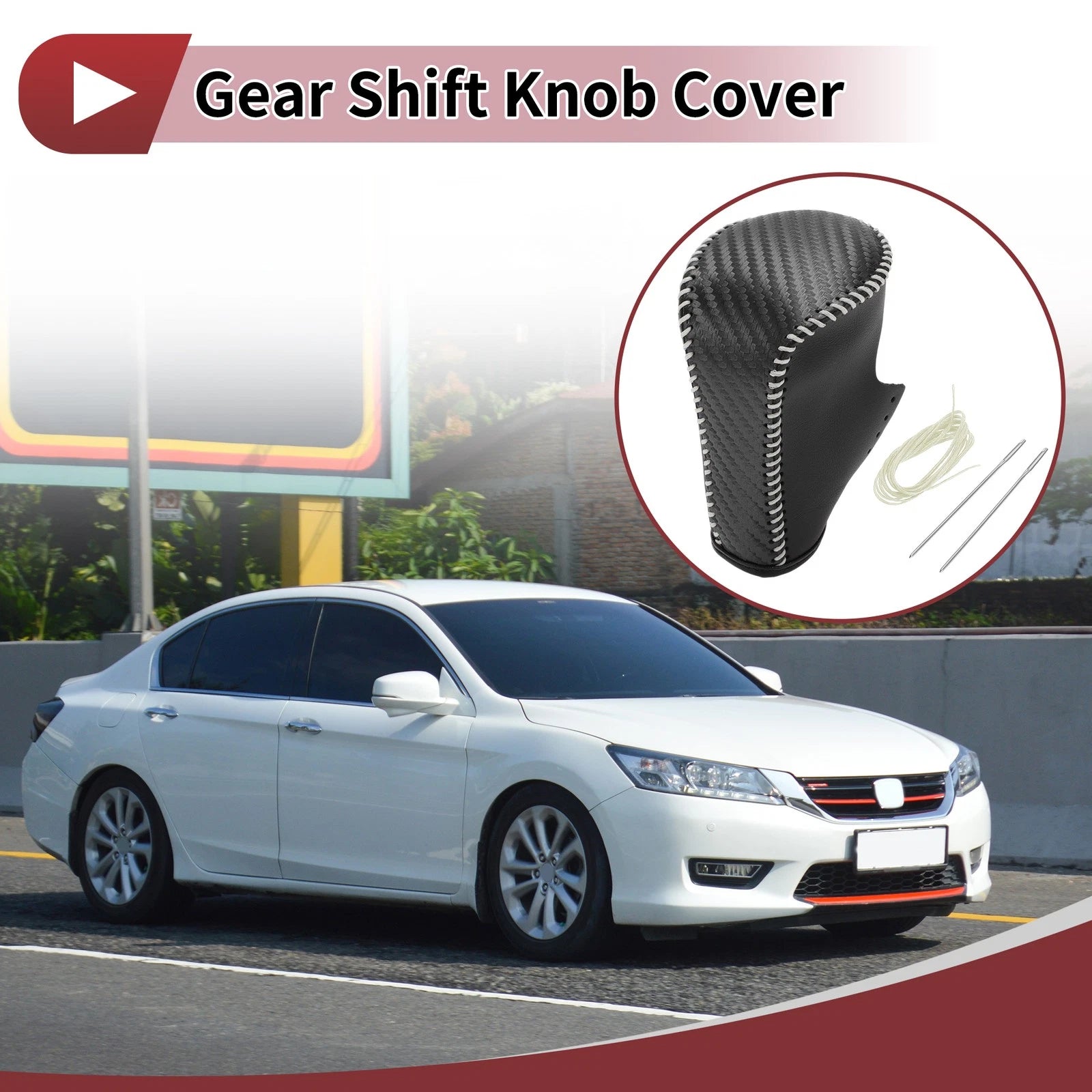 Gear Shift Knob Cover Replacement for Honda Accord (2008–2012) Black Carbon