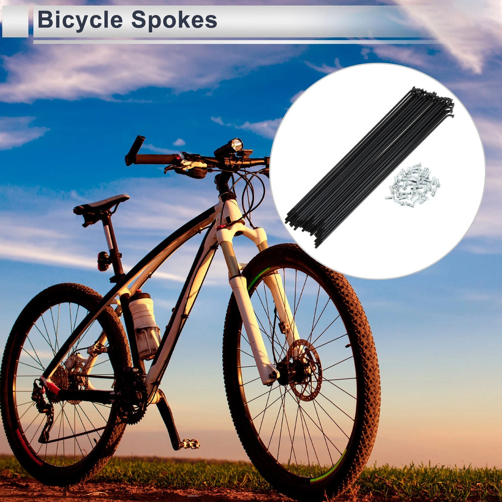 Bicycle Spokes Nipple Set 12G 223mm Carbon Steel Black for Universal