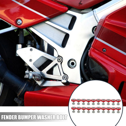 20pcs Red M6 Fender Bumper Washer Bolt Nuts Kit for Motorcycle Car