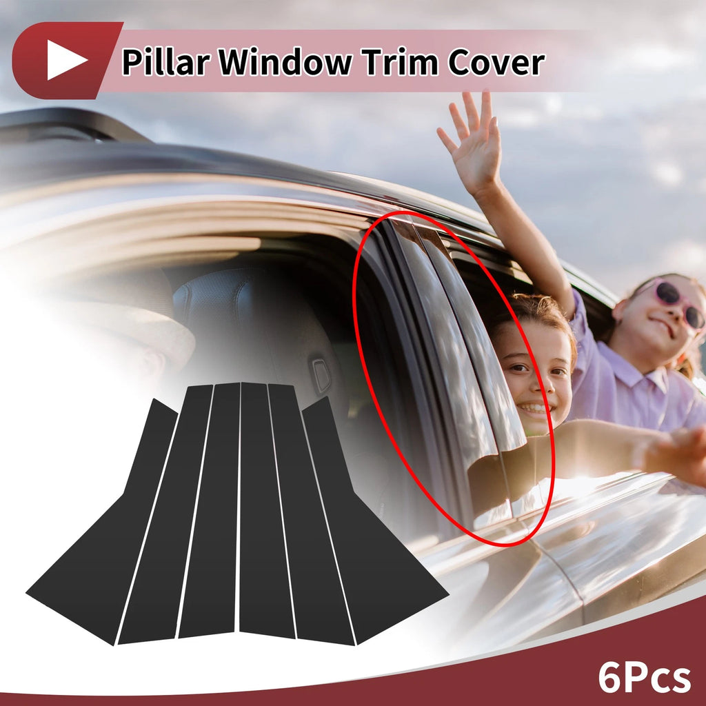 6 Pcs Door Pillar Window Trim Replacement for Audi Q7 (2016–2023) Black
