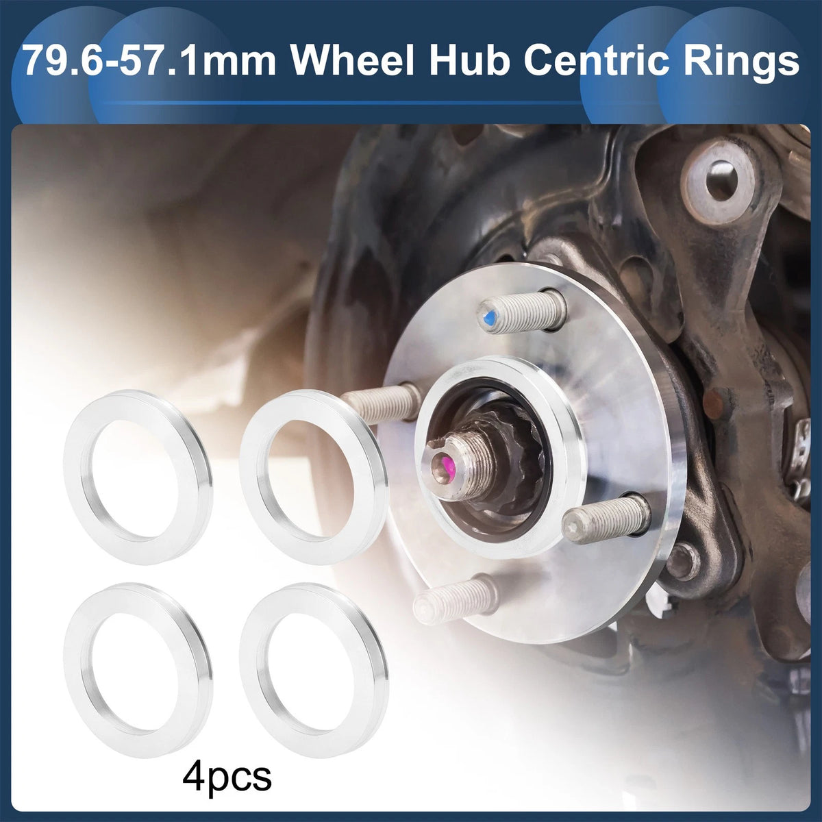 Set of 4 Wheel Hub Centric Rings for OD 79.6mm ID 57.1mm