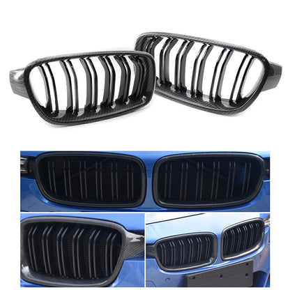 2X Front Grille Kidney for BMW 3 Series F30 (2012–2018) Carbon Fiber Black