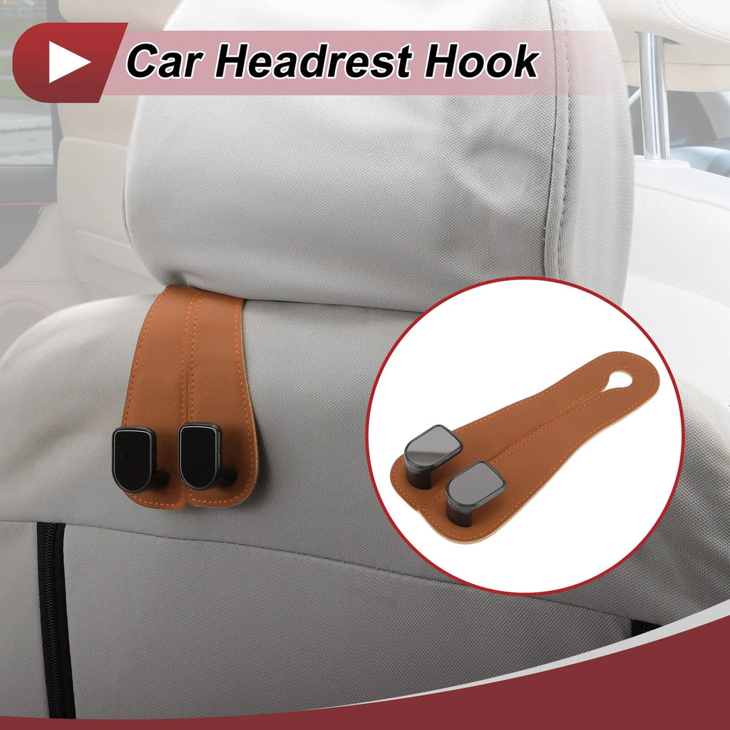 1 Pcs Universal Car Seat Headrest Hook for Purses and Bags (Brown)